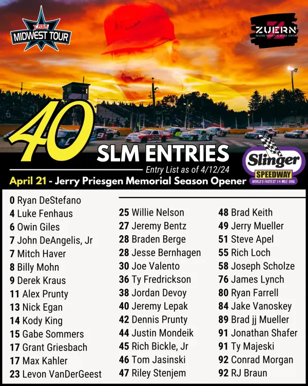 Jerry Priesgen Memorial Entry List Reaches 40