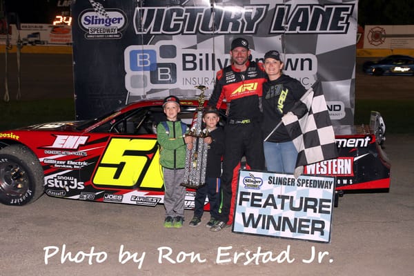 APEL RETURNS TO VICTORY LANE AT SLINGER AFTER WINNING THE KEITH’S MARINA RACE AGAINST CANCER 75