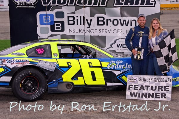 STERN WINS THE LATE MODEL FEATURE WHILE NOTTESTAD IS THE CHAMPION AT SLINGER!